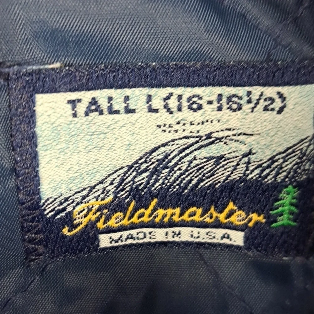 Vintage Fieldmaster Perma Prest blue & tan plaid lined flannel LG tall shacket